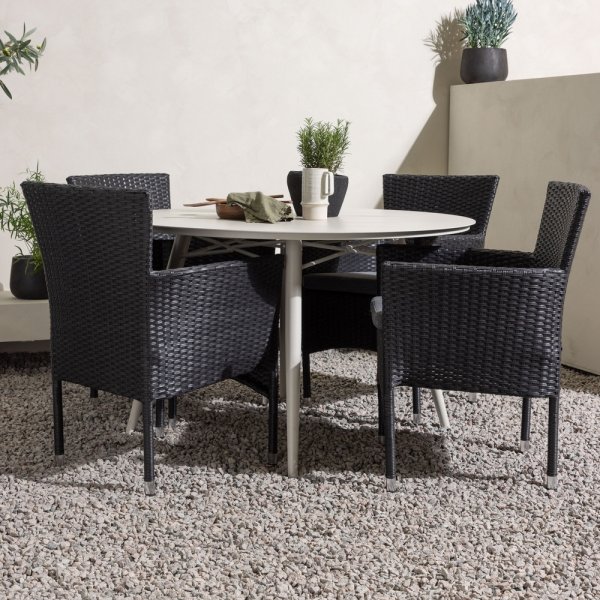 Lina utematgrupp med 4 st Malina stolar - Beige/Svart