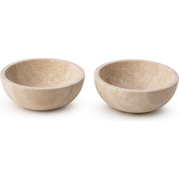 Skålar i beige Travertinmarmor - 2 delar Skålar i beige Travertinmarmor - 2 delar