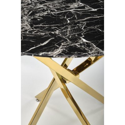 Raymond matbord 100 cm - Svart marmor/guld