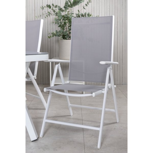 Ensemble de repas d'extrieur Virya avec 6 chaises Break - Gris/Blanc