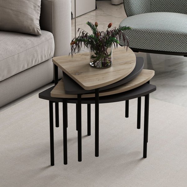 Emma soffbord 90 cm - Antracit/valnt