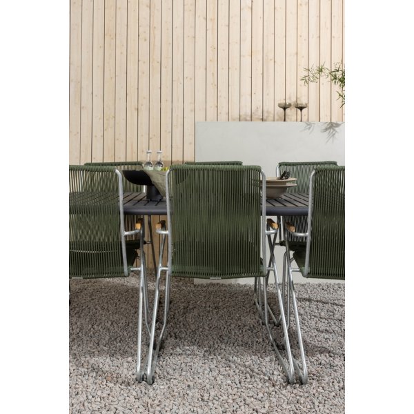 Borneo utematgrupp med 6 st Bois stolar - Svart/Grön Borneo utematgrupp med 6 st Bois stolar - Svart/Grön