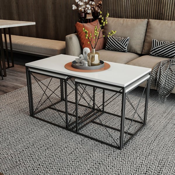 Ravina salontafel 45/100 x 45/50 cm - Wit/zwart Ravina salontafel 45/100 x 45/50 cm - Wit/zwart