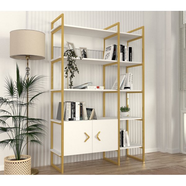 Bibliothèque Santana - Blanc/or Bibliothèque Santana - Blanc/or