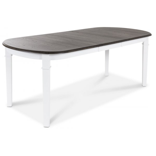 Ramns ovalt matbord 160-200 cm - Vit/brunoljad ek