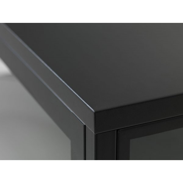 Armoire mtal noir portes vitres Toddy H140 cm