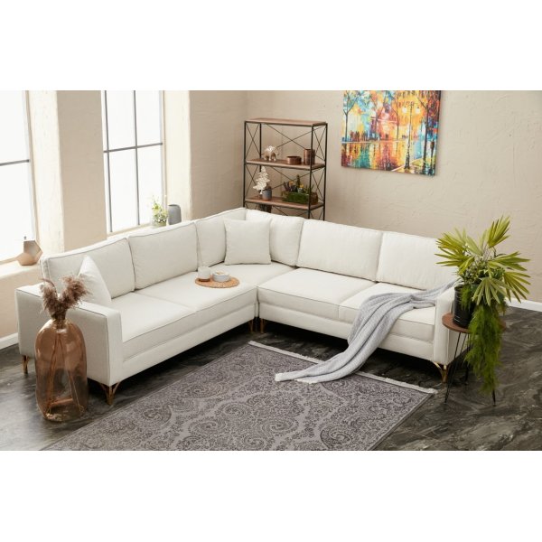 Canapé d'angle Berlin - Blanc crème/or Canapé d'angle Berlin - Blanc crème/or