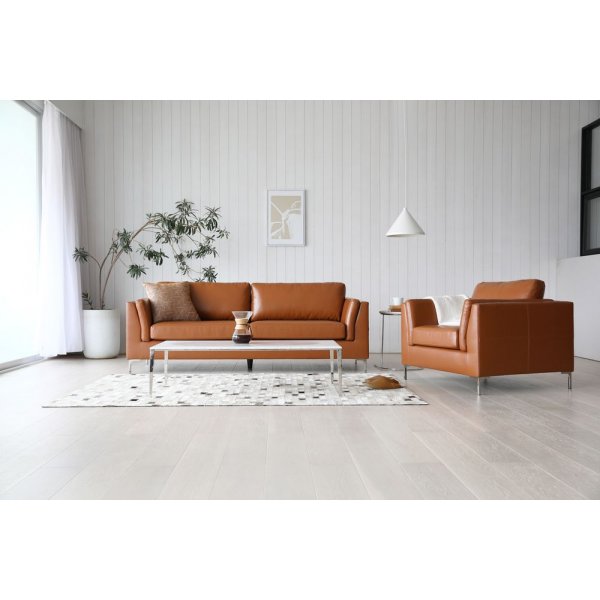 Soffa 3-sits brunt konstläder 200 cm Soffa 3-sits brunt konstläder 200 cm