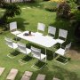 Holmsund matgrupp; bord 180x80 cm med 8 st stolar - vit
