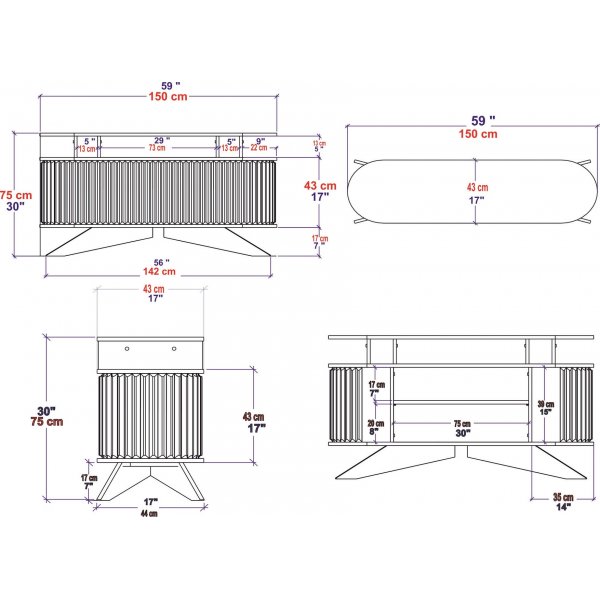 Buffet Stormy - Blanc/anthracite Buffet Stormy - Blanc/anthracite
