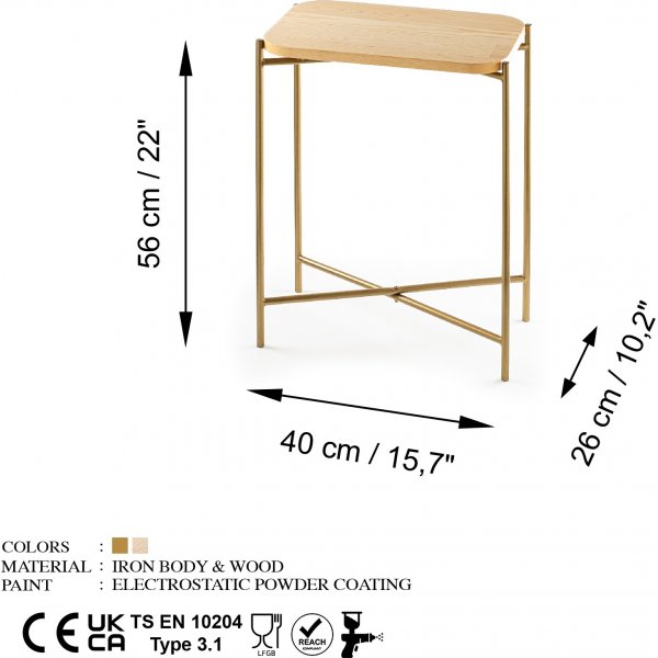 Vela 3 sidobord - Guld/beige Vela 3 sidobord - Guld/beige