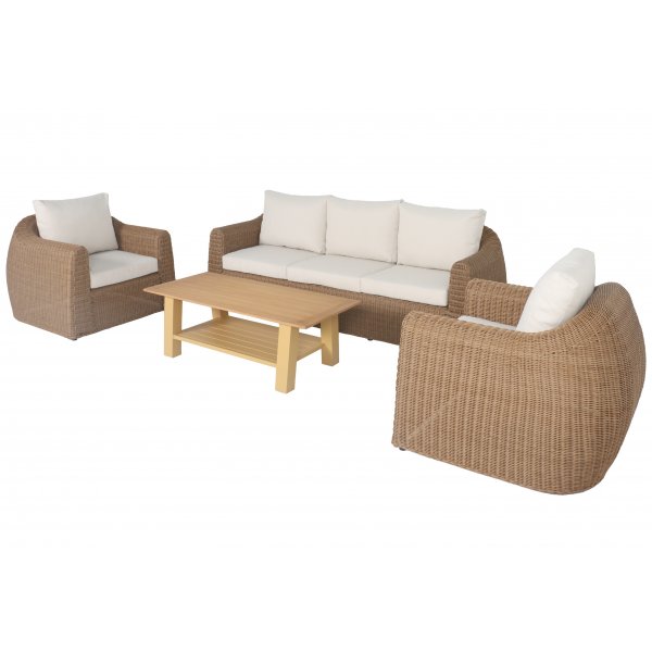 Utegrupp XL 2 st fåtöljer med 3-sits soffa och bord Utegrupp XL 2 st fåtöljer med 3-sits soffa och bord