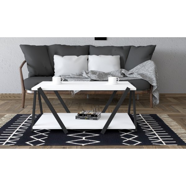 Table basse Lara 93,6 x 41,2 cm - Anthracite/blanc Table basse Lara 93,6 x 41,2 cm - Anthracite/blanc