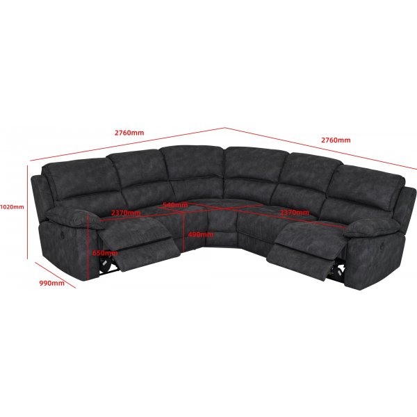 Elektrisk reclinersoffa i mörkgrå microfiber - Hörnsoffa 5-sits + Textilrengöring för möbler Elektrisk reclinersoffa i mörkgrå microfiber - Hörnsoffa 5-sits + Textilrengöring för möbler