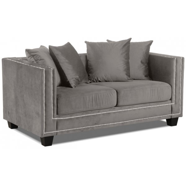 Tempel 2-sits soffa med nitar - Gr�beige (Sammet)