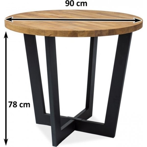 Table à manger Cono Ø90 cm - Chêne/noir Table à manger Cono Ø90 cm - Chêne/noir