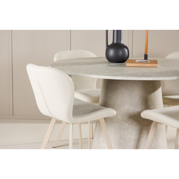 Matbord Lanzo med 4 st Lilja stolar - Beige + 3.00 x Mbeltassar
