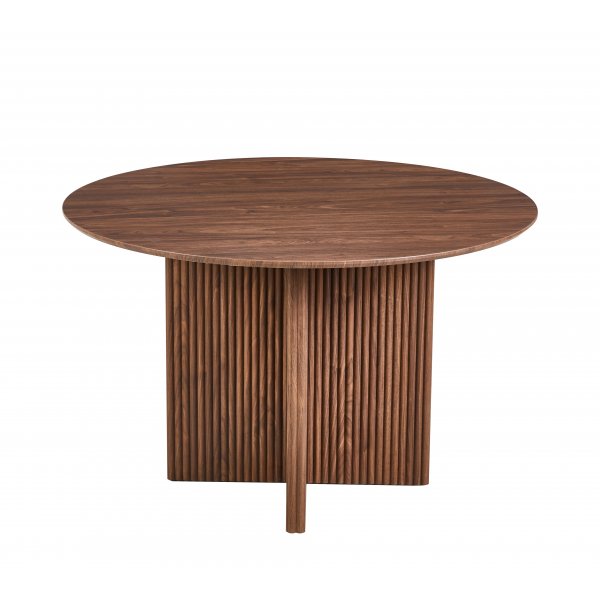 Matgrupp Crossby bord Ø120cm i valnöt med 4st Carisma matstol i ljusgrå sammet Matgrupp Crossby bord Ø120cm i valnöt med 4st Carisma matstol i ljusgrå sammet