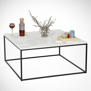 Table basse Poly 75 x 75 cm - Blanc/noir