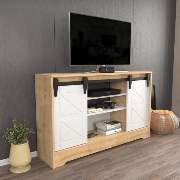 Nisay TV-bänk - Safir ek/vit Nisay TV-bänk - Safir ek/vit