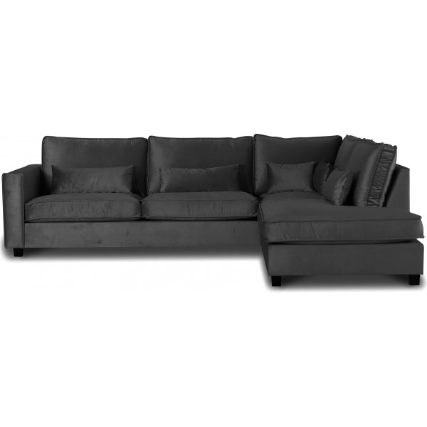 Adore soffa med ppet avslut hger - Mrkgr (sammet)