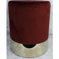 Rund sittpuff cylinderformad - Bordeaux (Sammet) / Mässing Rund sittpuff cylinderformad - Bordeaux (Sammet) / Mässing
