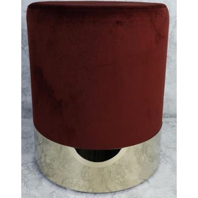 Rund sittpuff cylinderformad - Bordeaux (Sammet) / Mssing