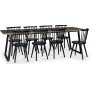 Edge 3.0 matgrupp 240x90 cm inkl 8 st svarta pinnstolar Castor - Svart Hgtryckslaminat (HPL)
