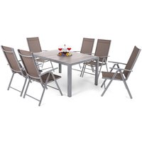 Matgrupp Capri 145 cm - silver/taupe, inkl. 6 positionsstolar Ibiza Basic Matgrupp Capri 145 cm - silver/taupe, inkl. 6 positionsstolar Ibiza Basic