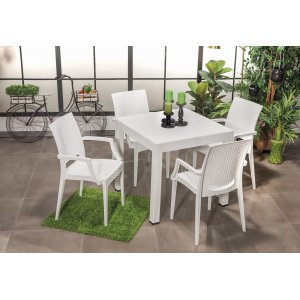 Groupe de repas d'extrieur Meco avec chaises  structure - Blanc