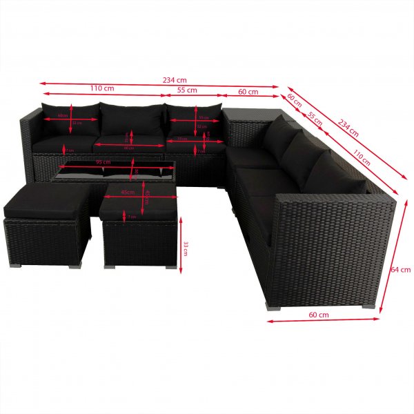 Loungegrupp Djursvik med Inbyggd f�rvaring - Svart konstrotting