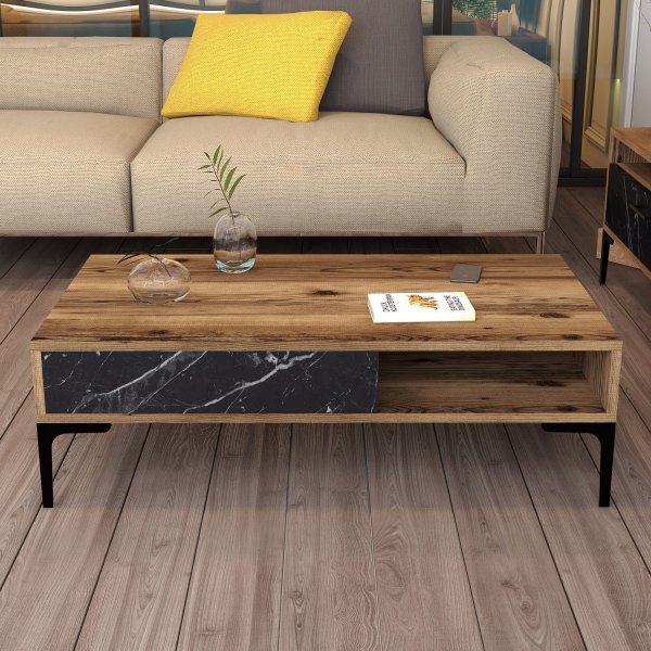 Table basse Istanbul 105 x 60 cm - Noyer/noir