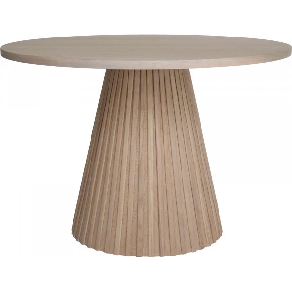 Cleo matgrupp runt 110 cm inkl 4 st svarta pinnstolar Castor - Whitewash/ekfanr