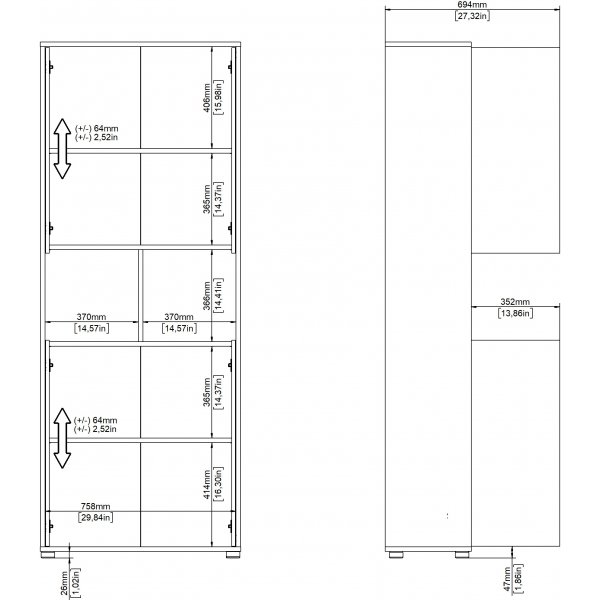 Sign bokhylla hög med 4 dörrar - Vit/hickory Sign bokhylla hög med 4 dörrar - Vit/hickory