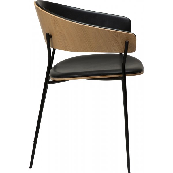 Chaise avec cadre pour berceau - PU noir/placage chêne Chaise avec cadre pour berceau - PU noir/placage chêne