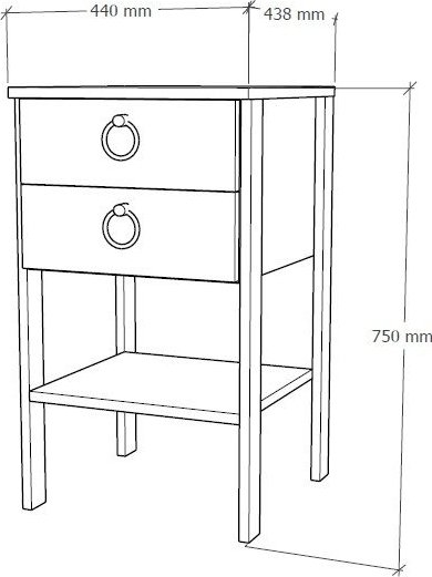Table de chevet Runa - Blanc/noyer Table de chevet Runa - Blanc/noyer