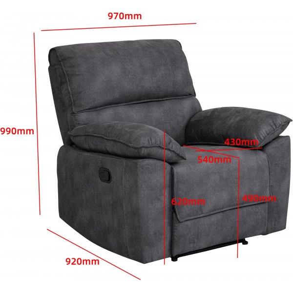 Coventry reclinerfåtölj med manuell mekanism - Grå microfiber Coventry reclinerfåtölj med manuell mekanism - Grå microfiber