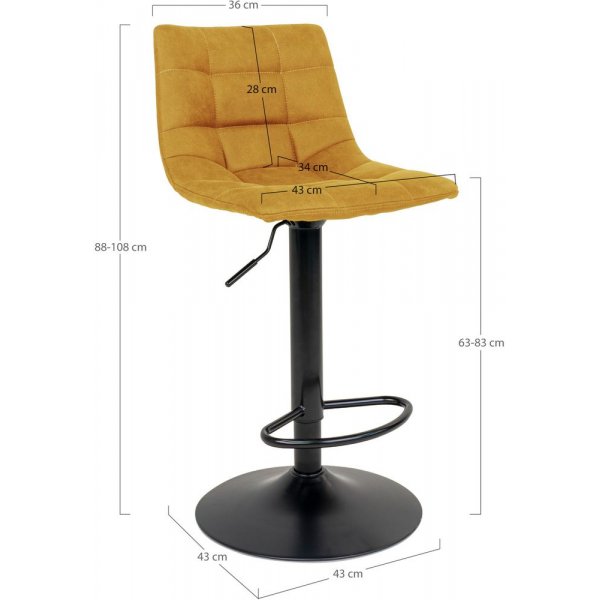 Tabouret de bar Middelfart - Jaune/noir Tabouret de bar Middelfart - Jaune/noir