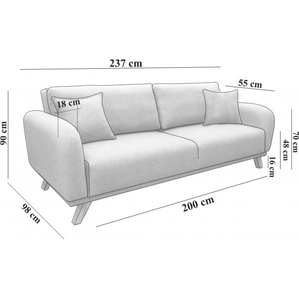 Canapé convertible 3 places Kronos Bleu foncé Canapé convertible 3 places Kronos Bleu foncé