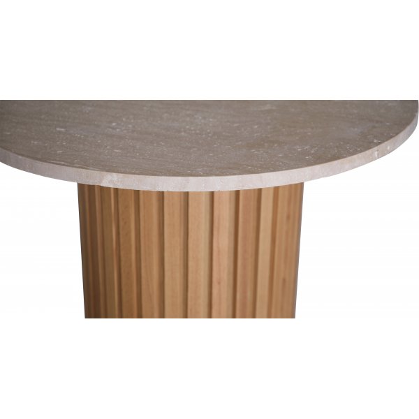 PiPi ronde eettafel 105 cm - Geolied eiken / Travertijn steen