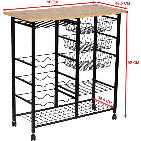 Etagère de cuisine Laney - Pin/noir Etagère de cuisine Laney - Pin/noir