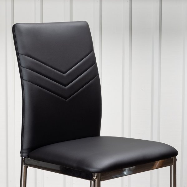 Chaise de salle à manger Lily - Noir PU/chrome Chaise de salle à manger Lily - Noir PU/chrome