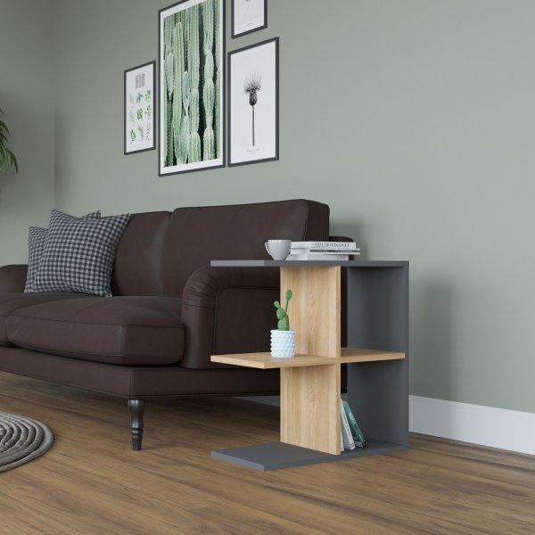 Hamlet bijzettafel 59,6 x 29,6 cm - Eiken/antraciet Hamlet bijzettafel 59,6 x 29,6 cm - Eiken/antraciet