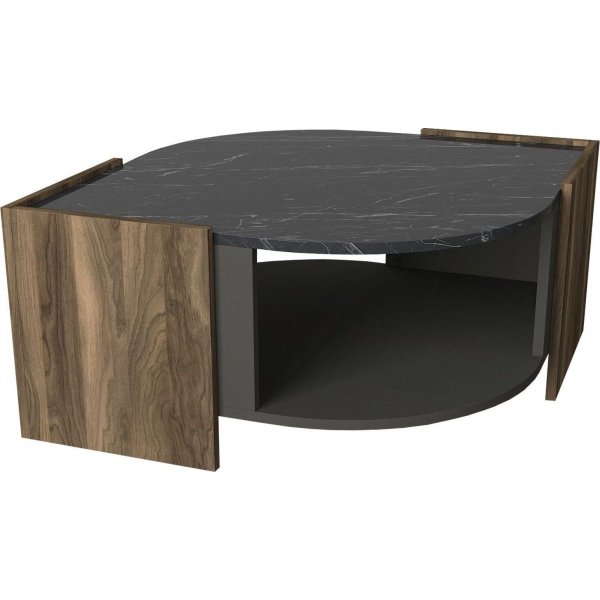 Table basse Marbel 75 x 75 cm - Noyer/gris/noir Table basse Marbel 75 x 75 cm - Noyer/gris/noir