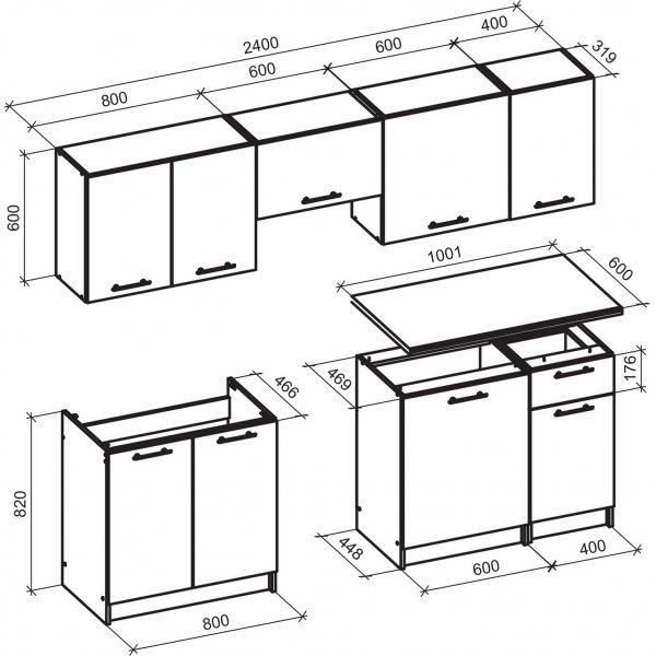 Daria komplett kök 240 cm - Antracit/craft ek Daria komplett kök 240 cm - Antracit/craft ek