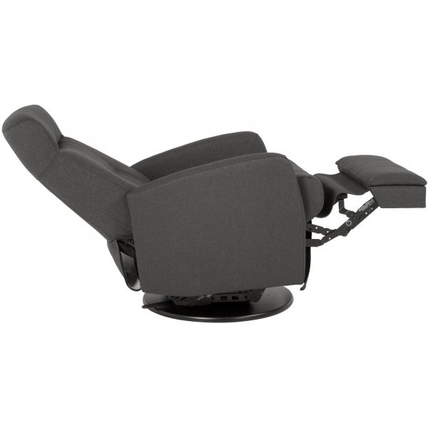 Frans reclinerfåtölj med gungfunktion och snurr - Grå tyg Frans reclinerfåtölj med gungfunktion och snurr - Grå tyg