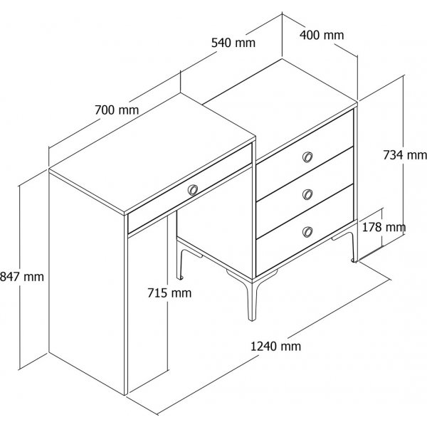 Lisbon kaptafel 124 x 40 cm - Walnoot/antraciet Lisbon kaptafel 124 x 40 cm - Walnoot/antraciet