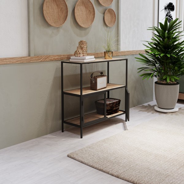 Table en relief Tatu 80 x 30 cm - Chêne/noir Table en relief Tatu 80 x 30 cm - Chêne/noir