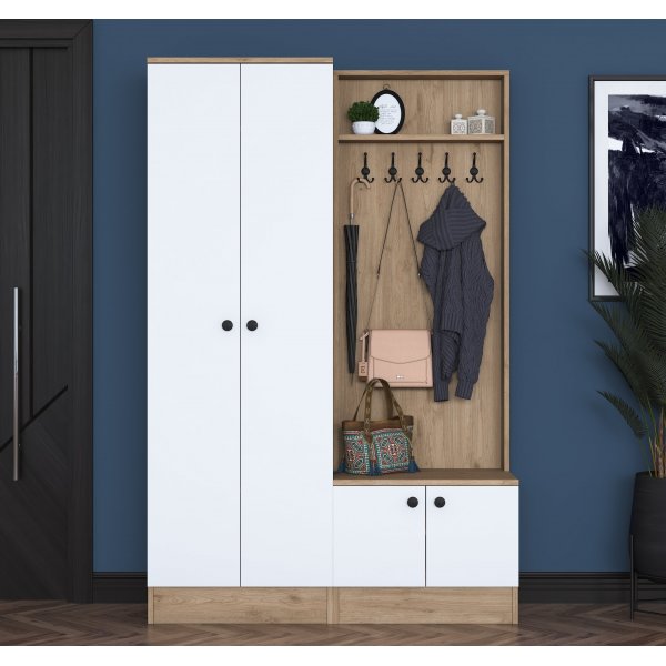 Mendy hallmbel 120 cm - Valnt/vit