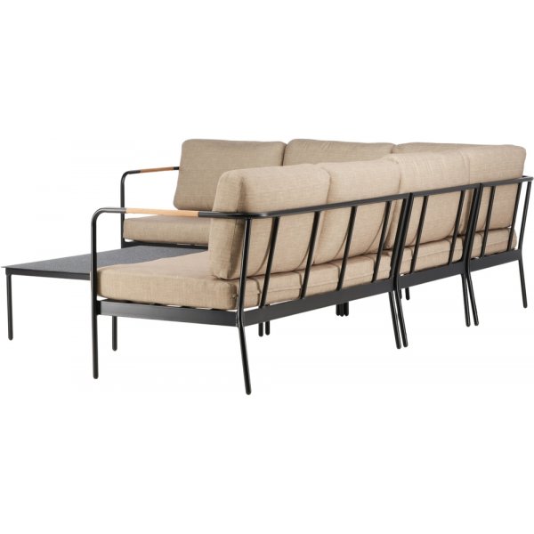 Groupe de canapés d'angle Pehnna - Noir/beige sable Groupe de canapés d'angle Pehnna - Noir/beige sable